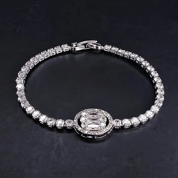 Solid 925 Silver Womens 2ct Oval Diamond Tennis Bracelet Jewelry 7" Jewelry New - Picture 2 of 6